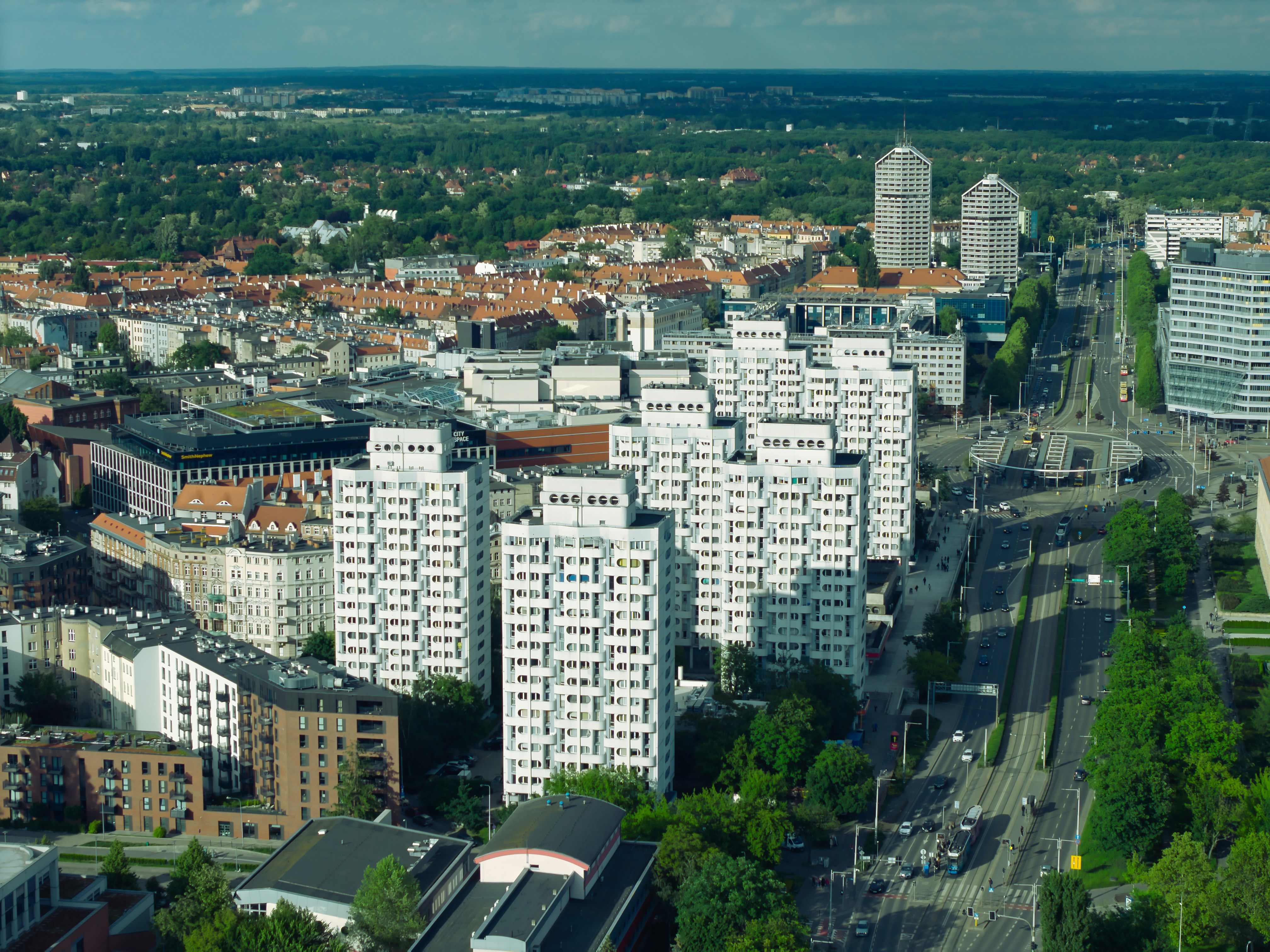A panoramic view of Gamla Staden Malmö, showcasing its historic architecture and cobblestone streets.
