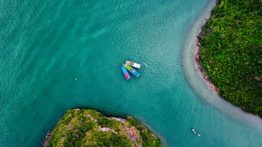 Sailboats and yachts on turquoise water