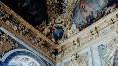 Ornate interior of a historical building is shown.