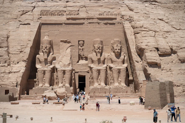 The temples of abu simbel stand majestically.