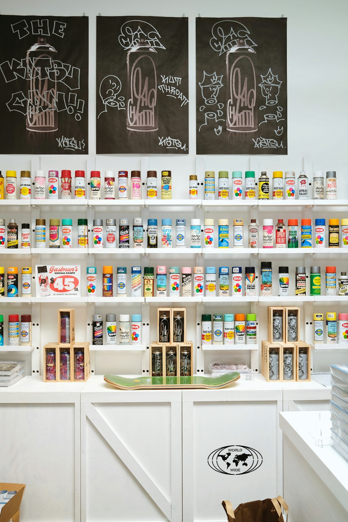 Paint cans and measuring tools