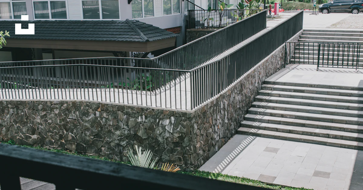 Unsplash Ramps A ramp and stairs lead to a building entrance. photo – Free Car Image ...