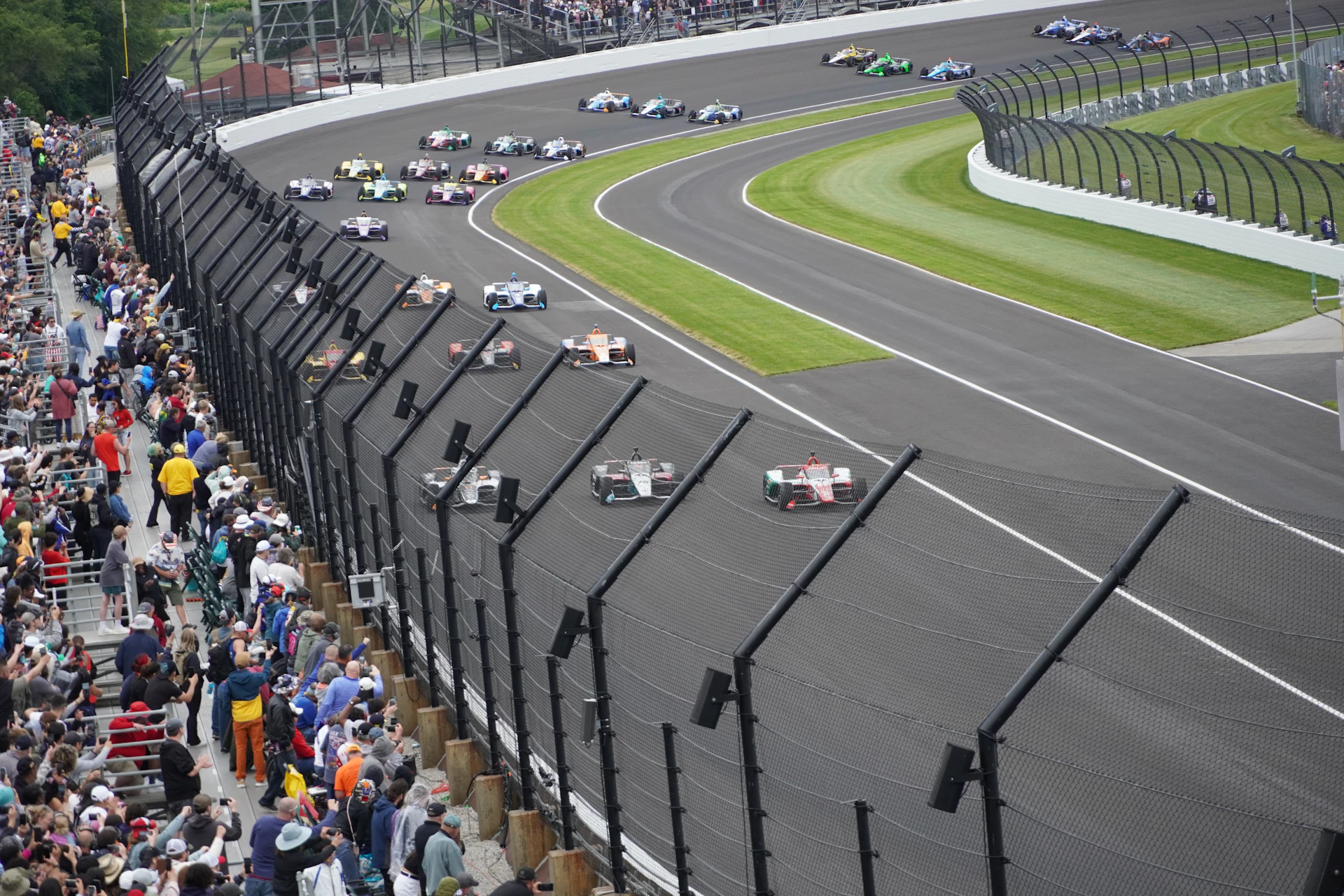 IndyCars racing at the Indianapolis 500