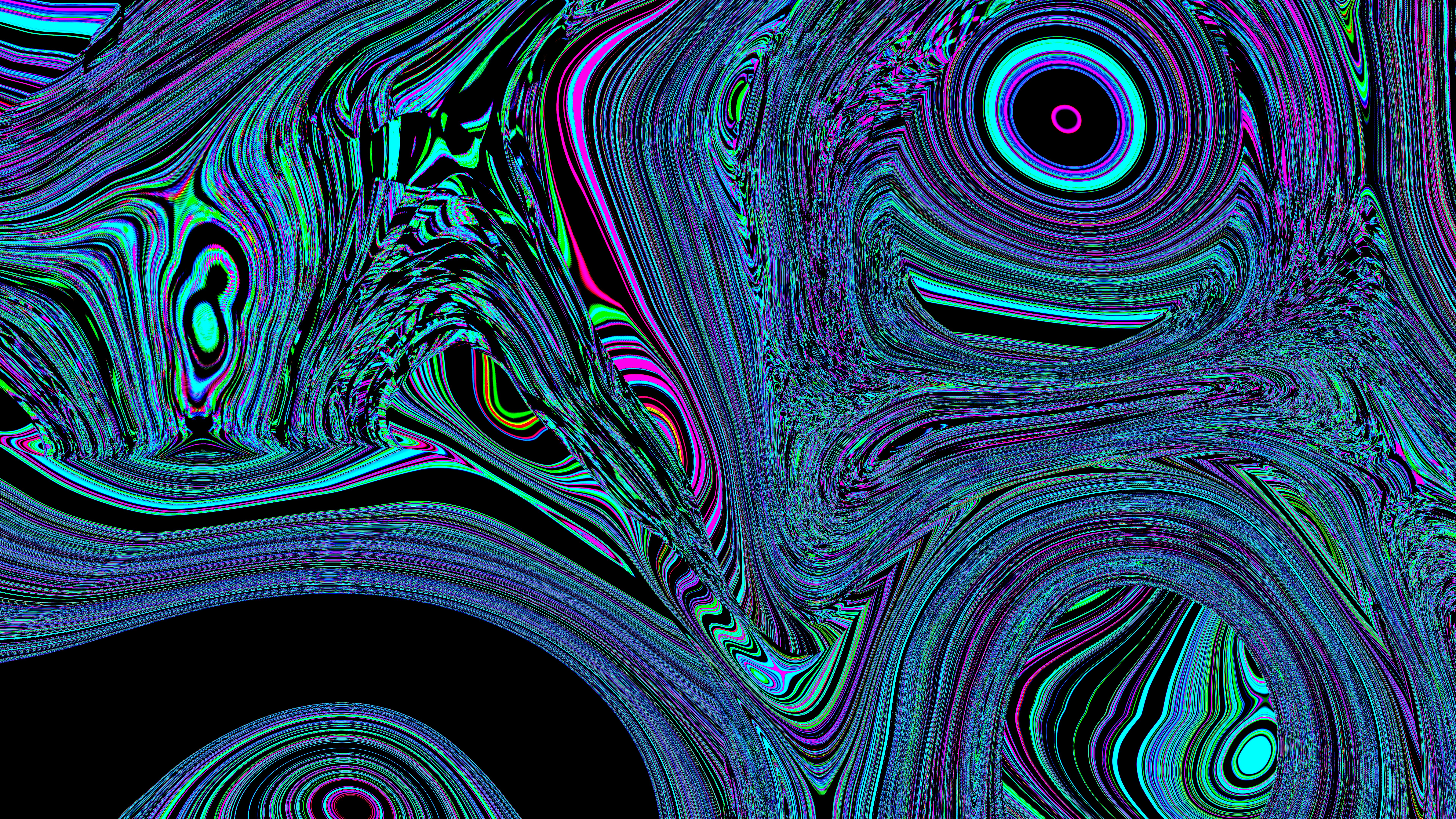 Abstract, colorful, swirling patterns create a psychedelic look.
