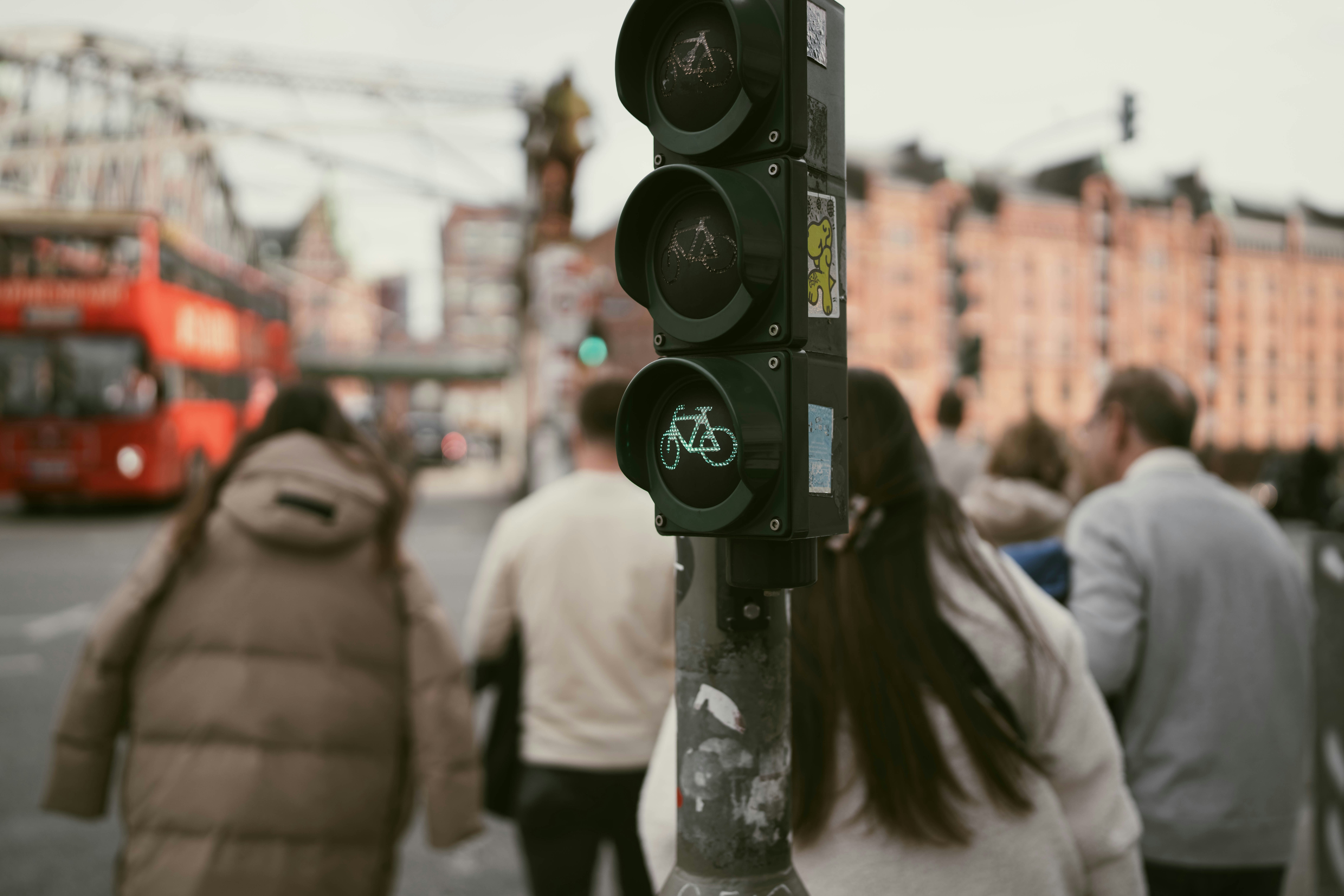 The bicycle traffic light is green, signaling go.