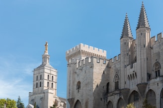 Architectural details of a grand, historic building stand tall.