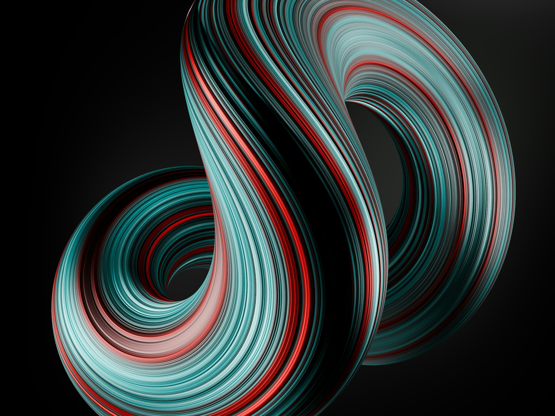 A swirling abstract sculpture with colors.