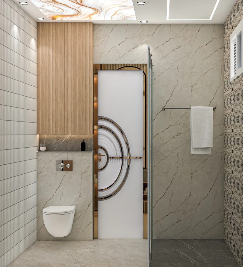 Compact washroom bath interior, India
