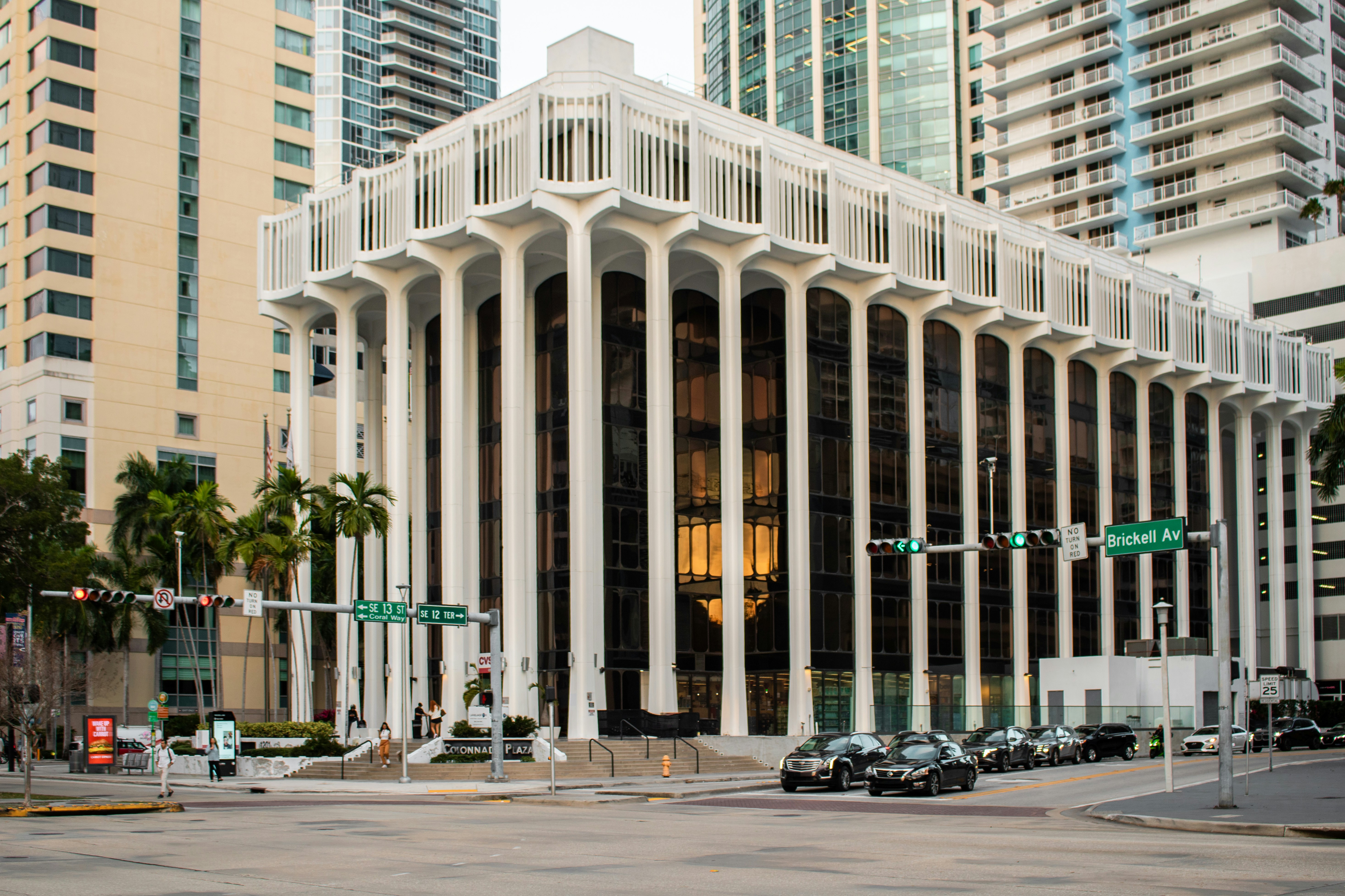 Colonnade Plaza is a prominent office and retail complex located in the Coral Gables area of Miami, Florida. Known for its Mediterranean Revival architecture, the building features elegant columns, arched windows, and a grand facade that reflects the classical aesthetic of the Gables. It houses a mix of corporate offices, upscale retail, and dining establishments. Positioned near Miracle Mile and Ponce de Leon Boulevard, Colonnade Plaza contributes to the city’s blend of business functionality and architectural charm in a historically inspired urban setting.