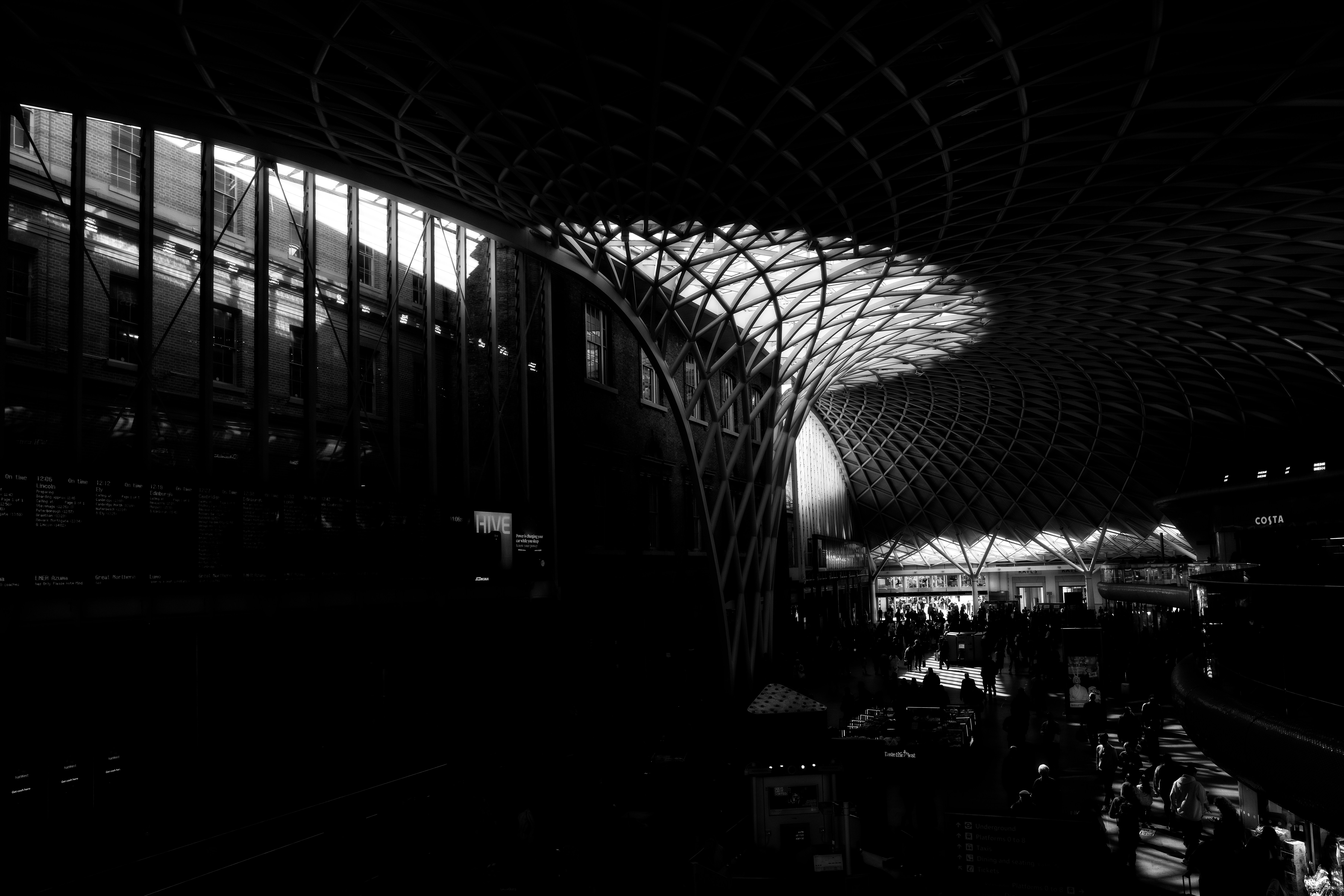 A modern architectural space with intricate designs.