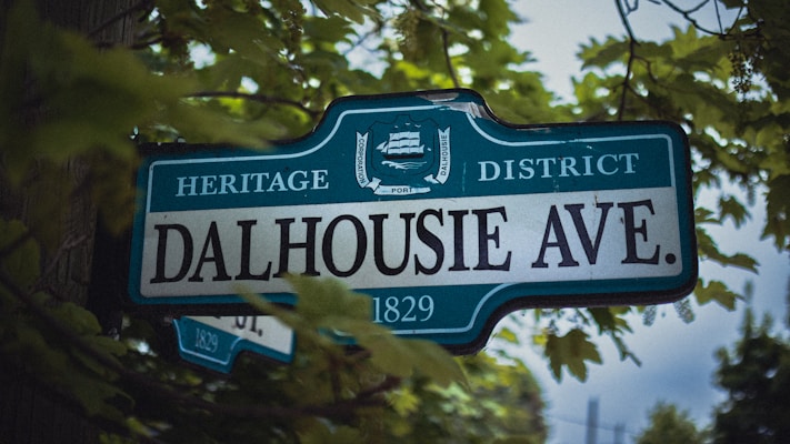 Dalhousie avenue's sign in the heritage district.