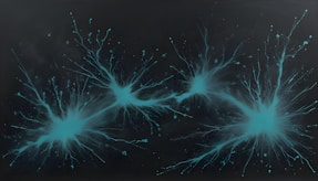 Glowing blue energy bursts on a dark background.
