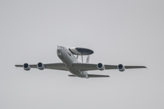 An airborne warning and control system (awacs) aircraft.