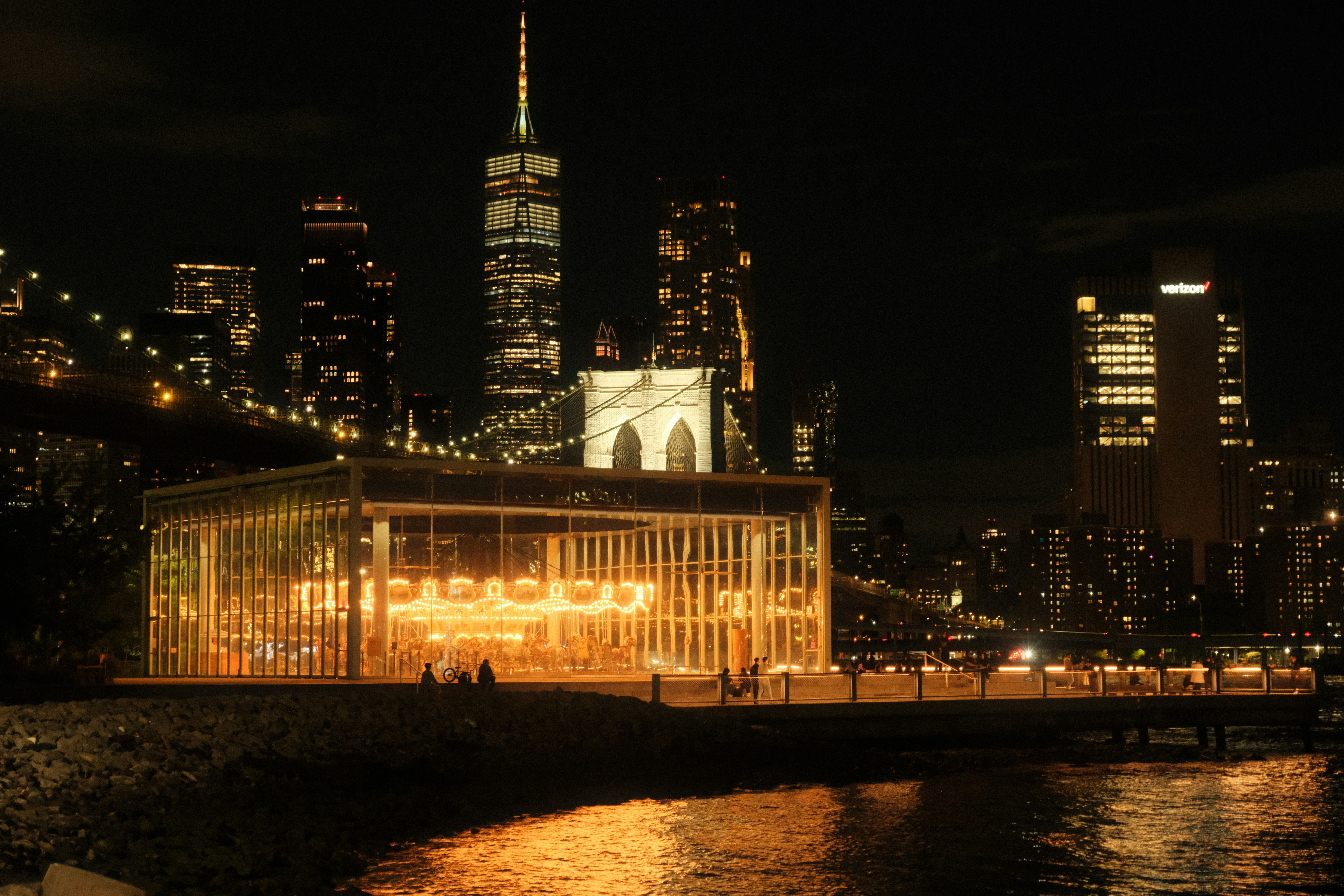 Brooklyn bridge park at night.