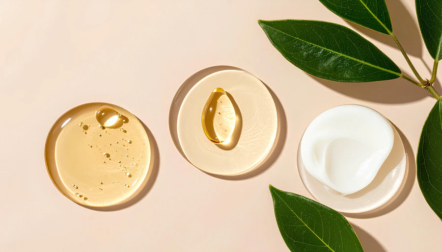 Soins et feuillage sur fond clair