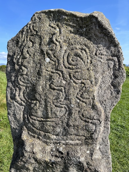 Ancient stone carvings with unique celtic designs.
