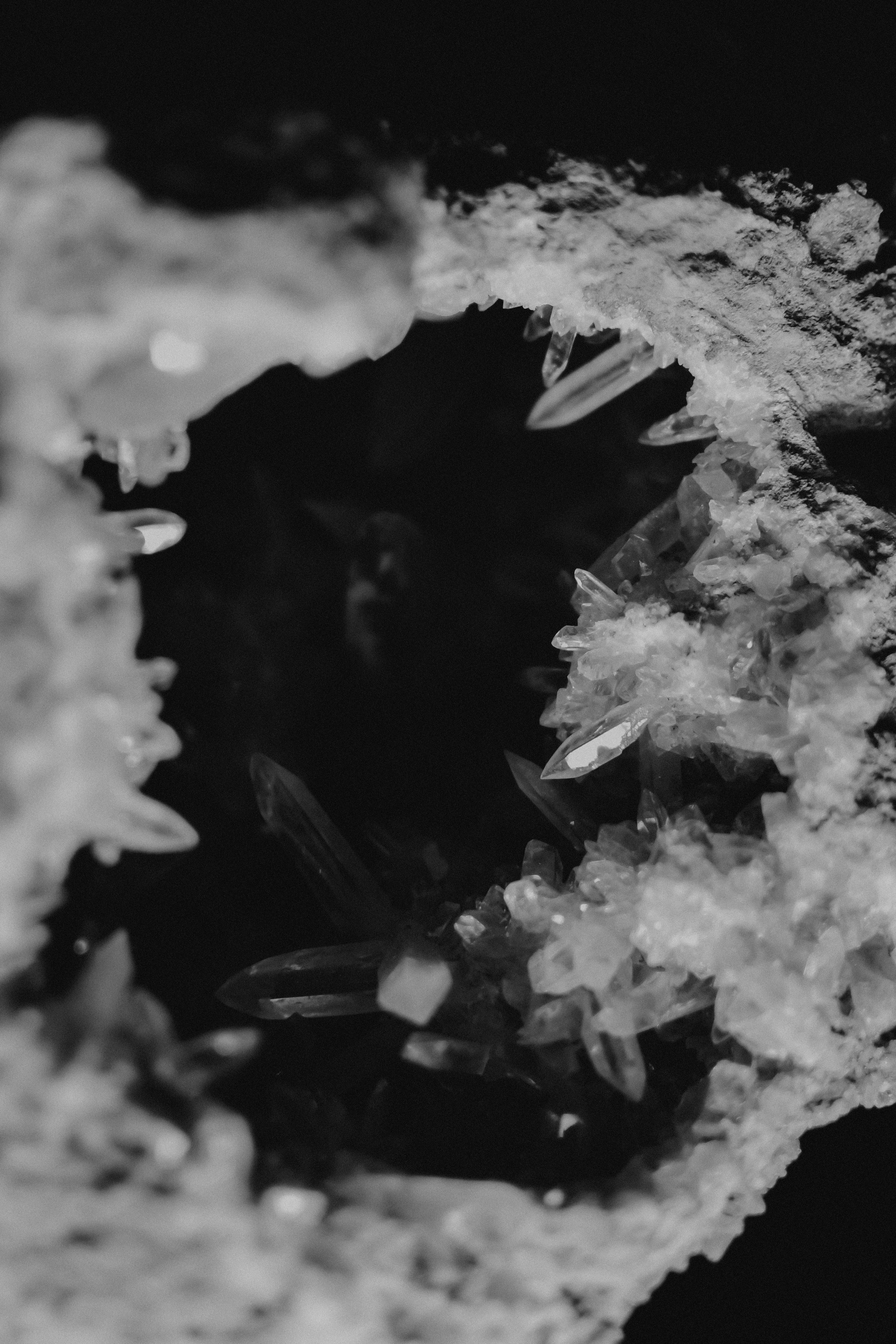 Crystals glow inside a cave.