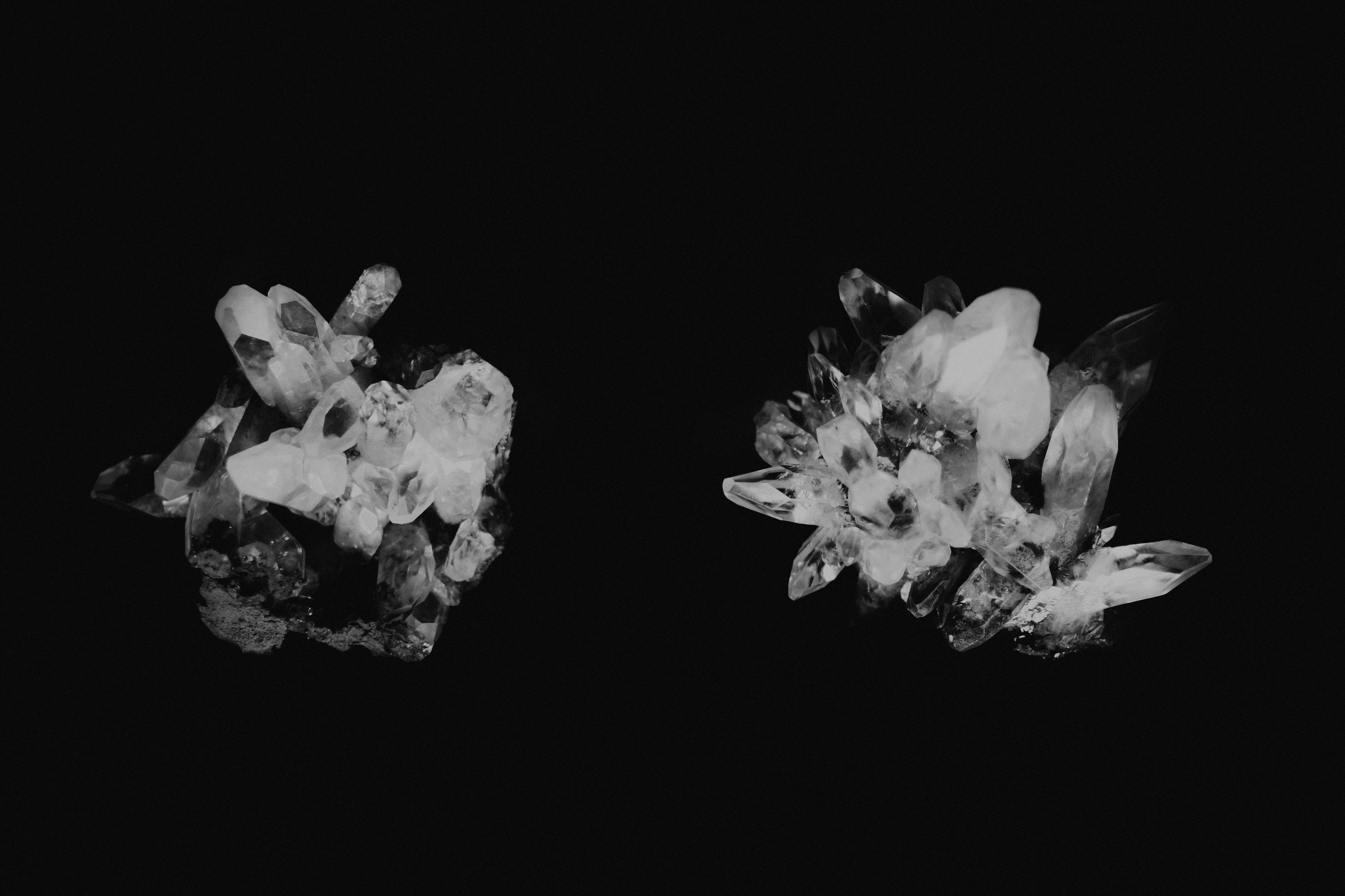 Crystals are set against a black background.