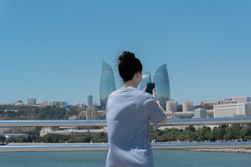stylish Australian woman with urban backdrop