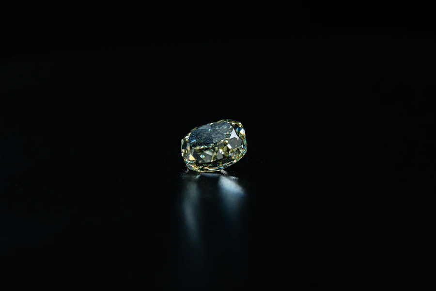 Macro shot of a sparkling diamond ring