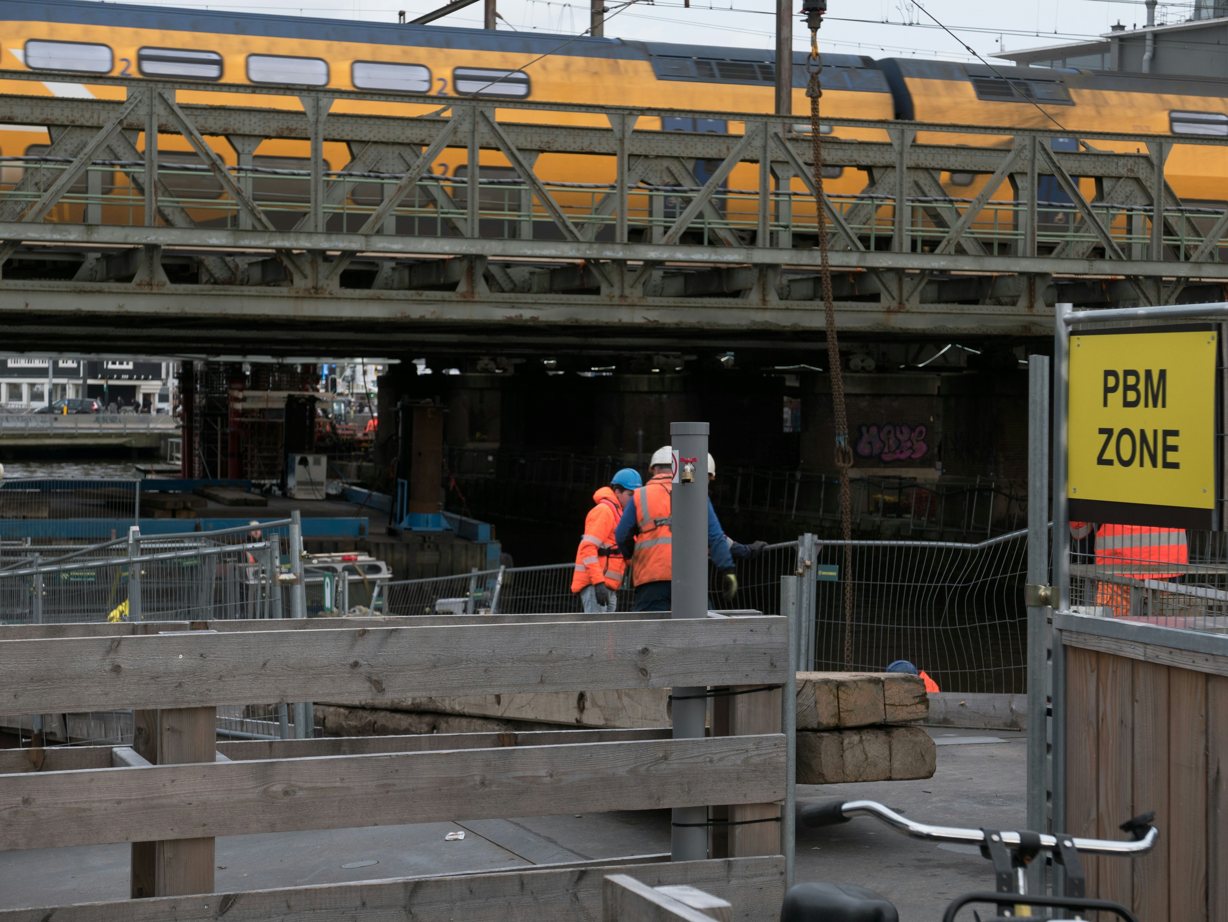 Railway construction work in Amsterdam