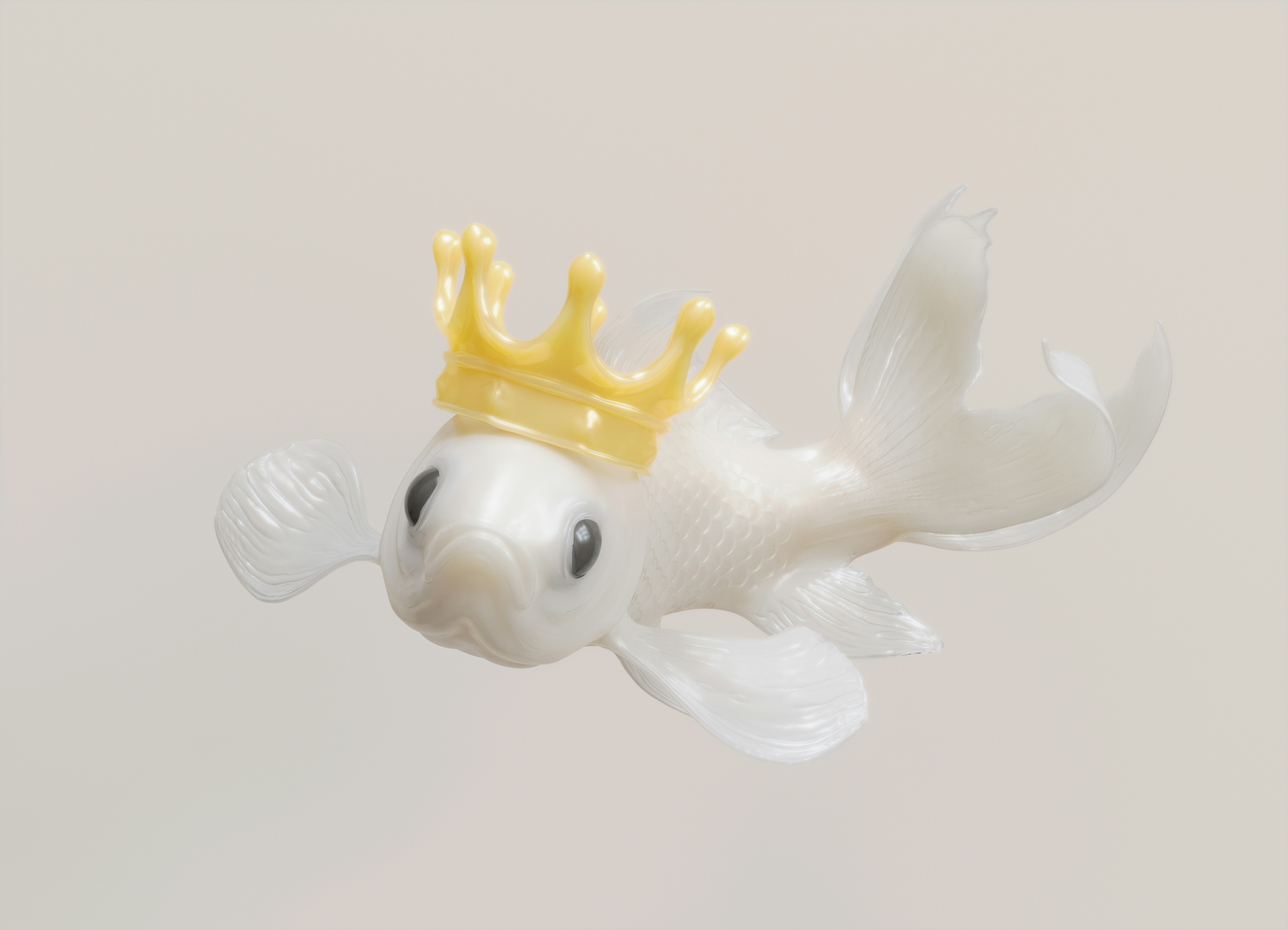 Un poisson porte une couronne.