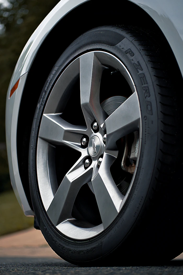 Close up alloy wheel finish