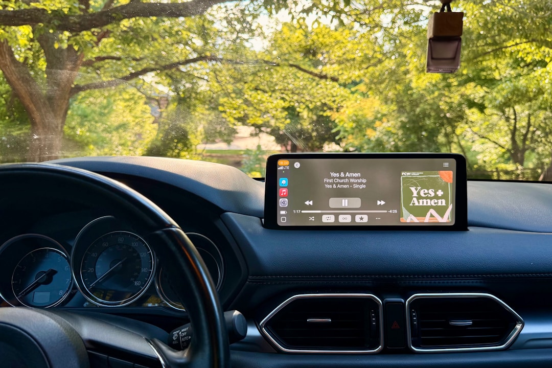 A sleek, modern living room with smart home devices on display.