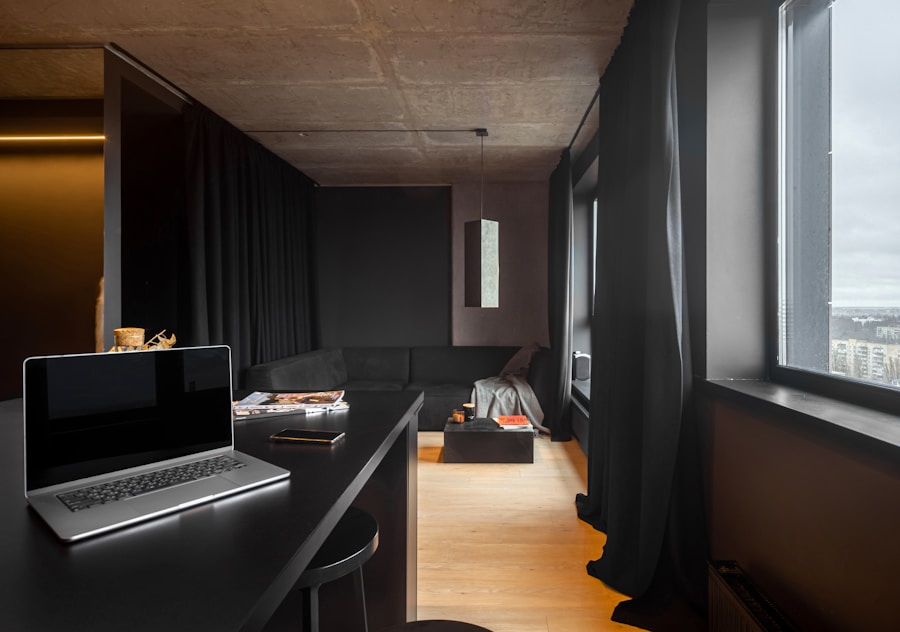 Minimalist dark interior detail