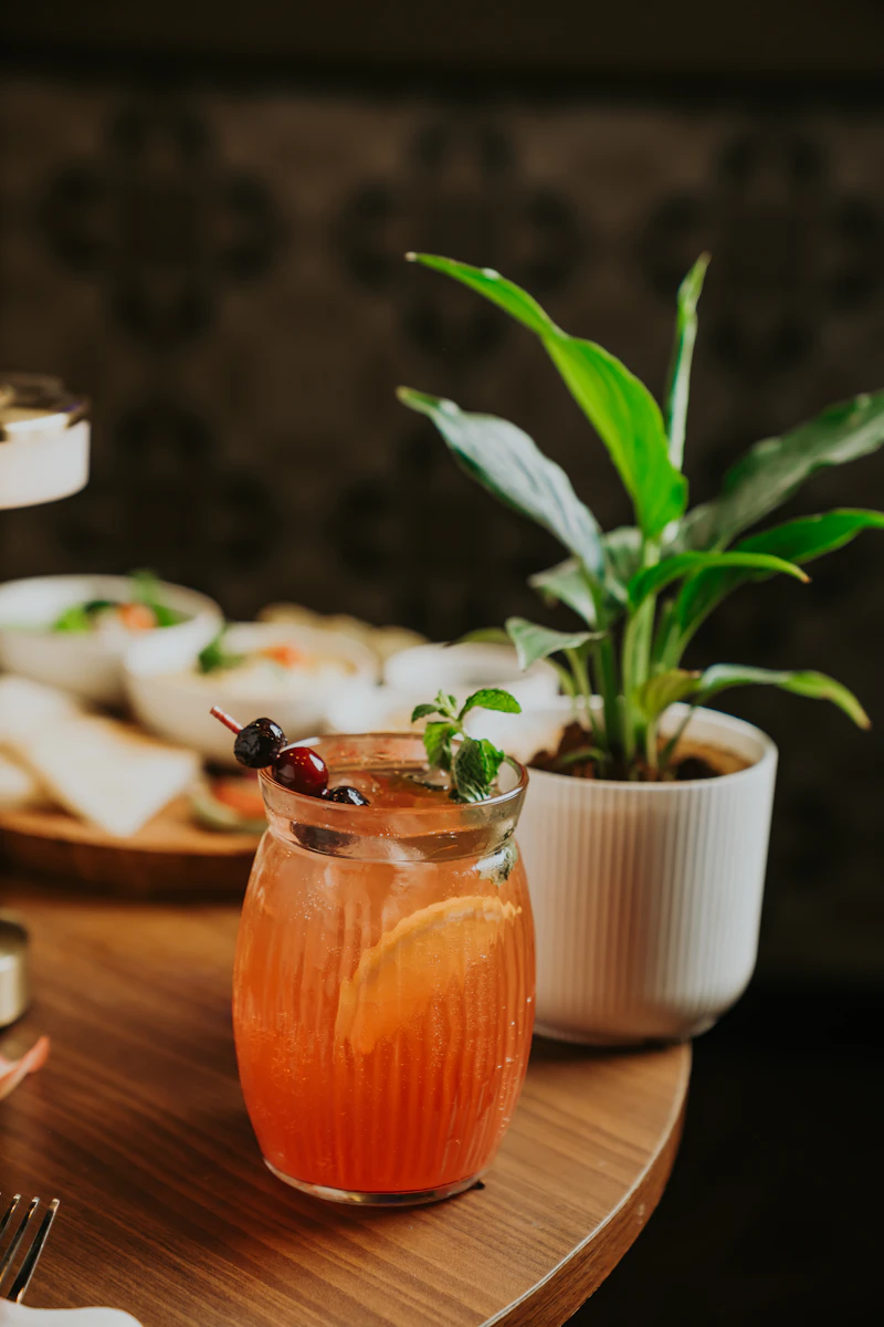 Refreshing cocktail with fruit and mint