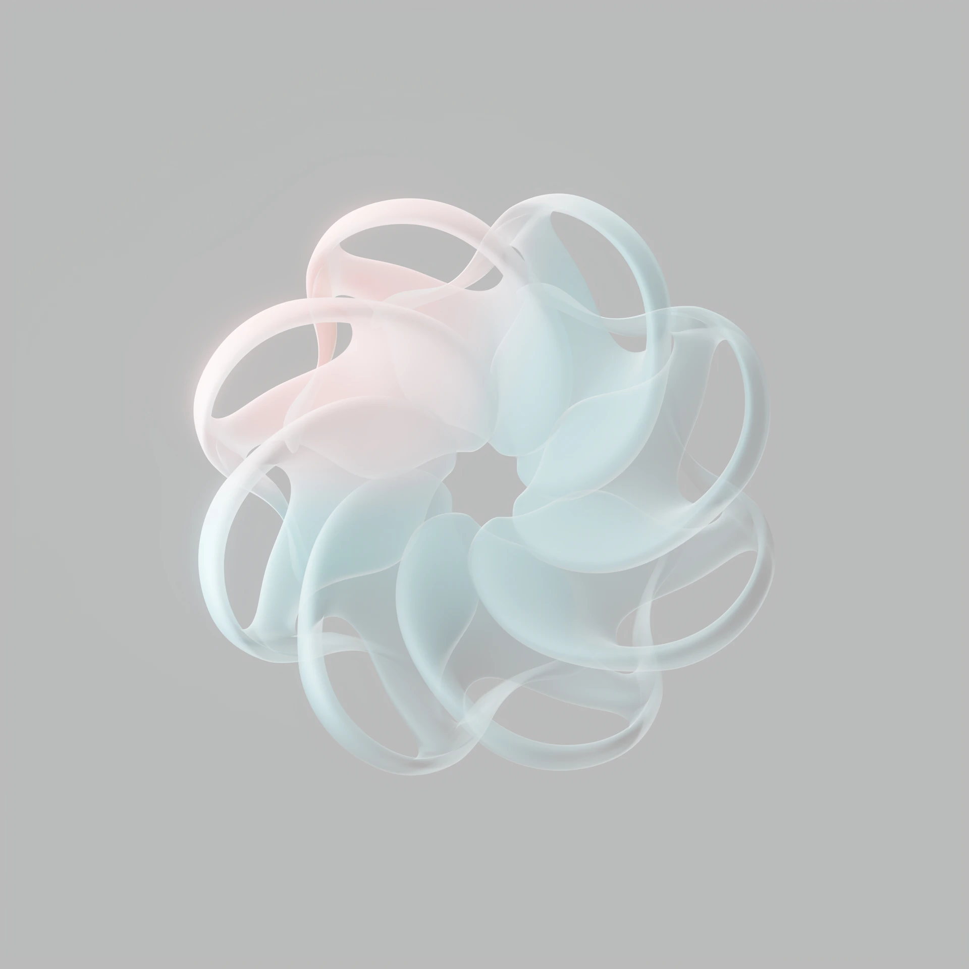 Abstract, swirling shapes form a flower-like design.