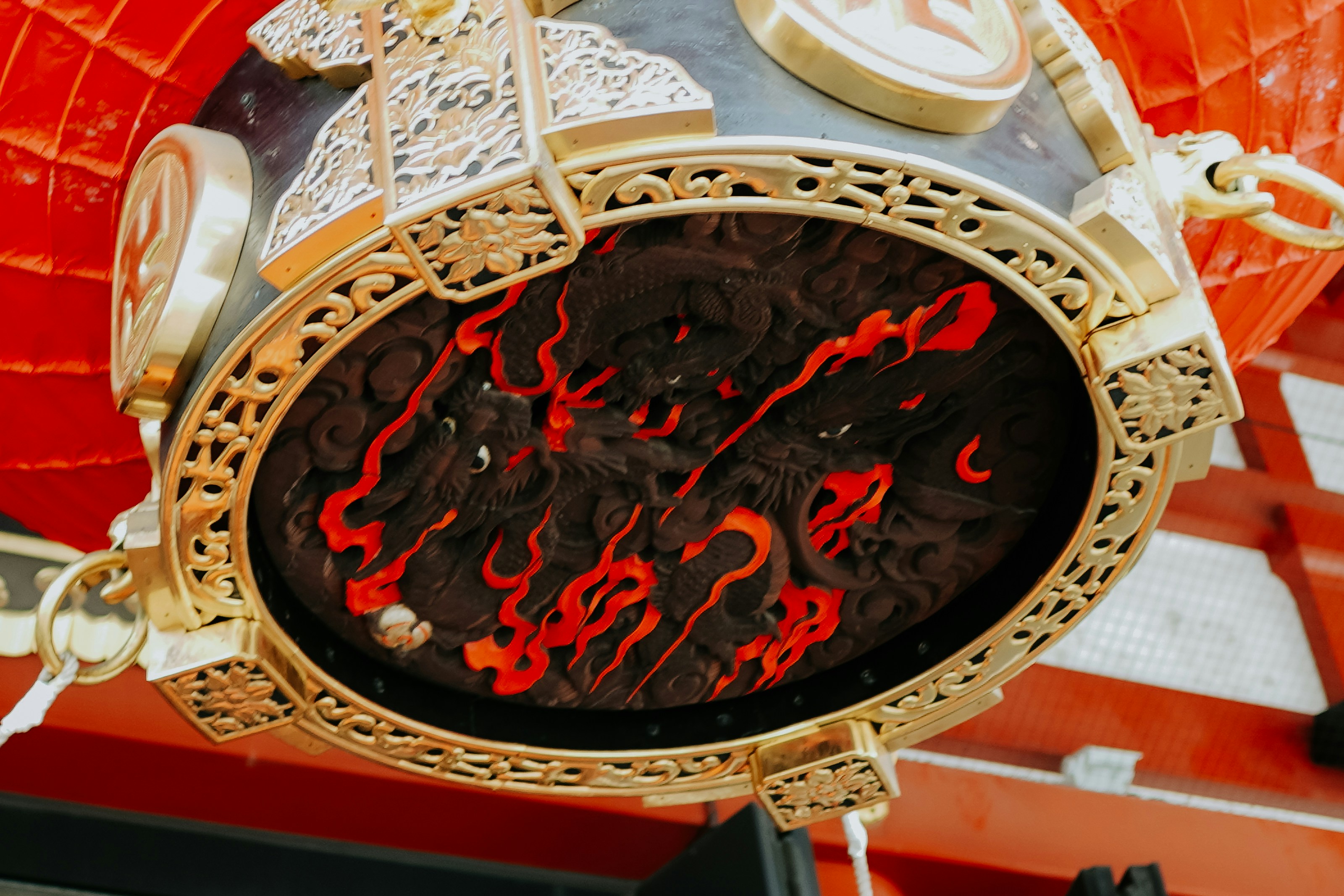 Close-up of a steaming hot gyudon bowl with red ginger garnish