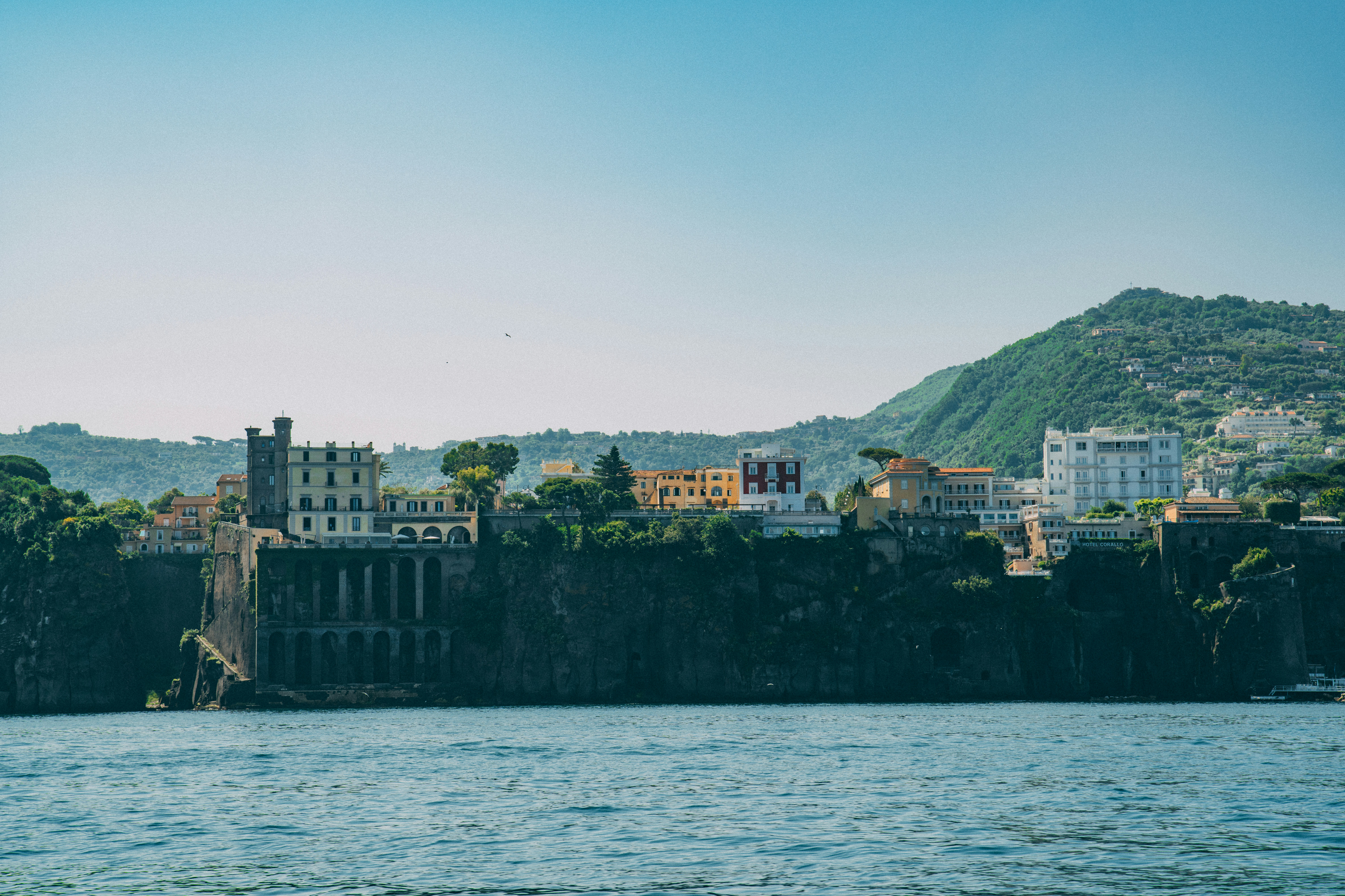 Buildings on seaside cliff