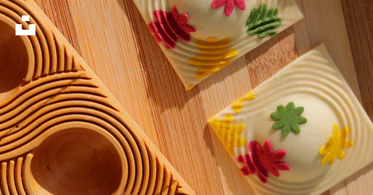 Delicious ravioli decorated with vibrant floral designs. photo – Free ...