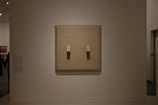 A modern art piece featuring two light switches.