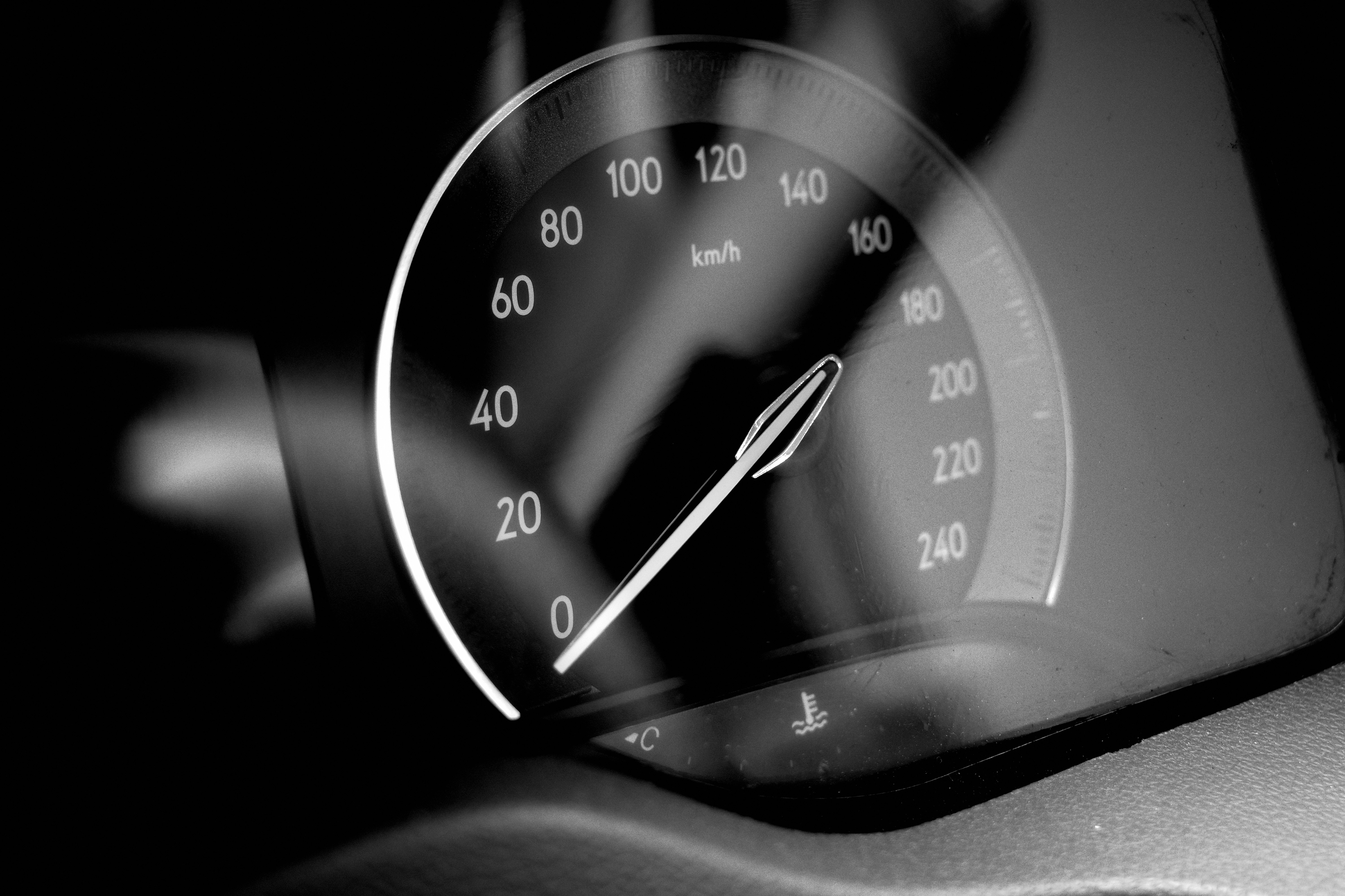 The speedometer shows the vehicle's current speed.
