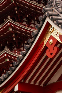 Japanese temple architecture in close-up.