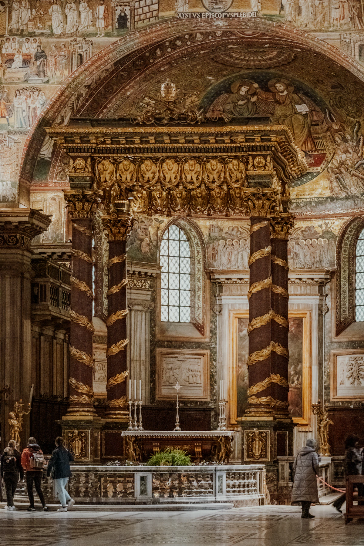 Gilded interior of a historic Roman basilica