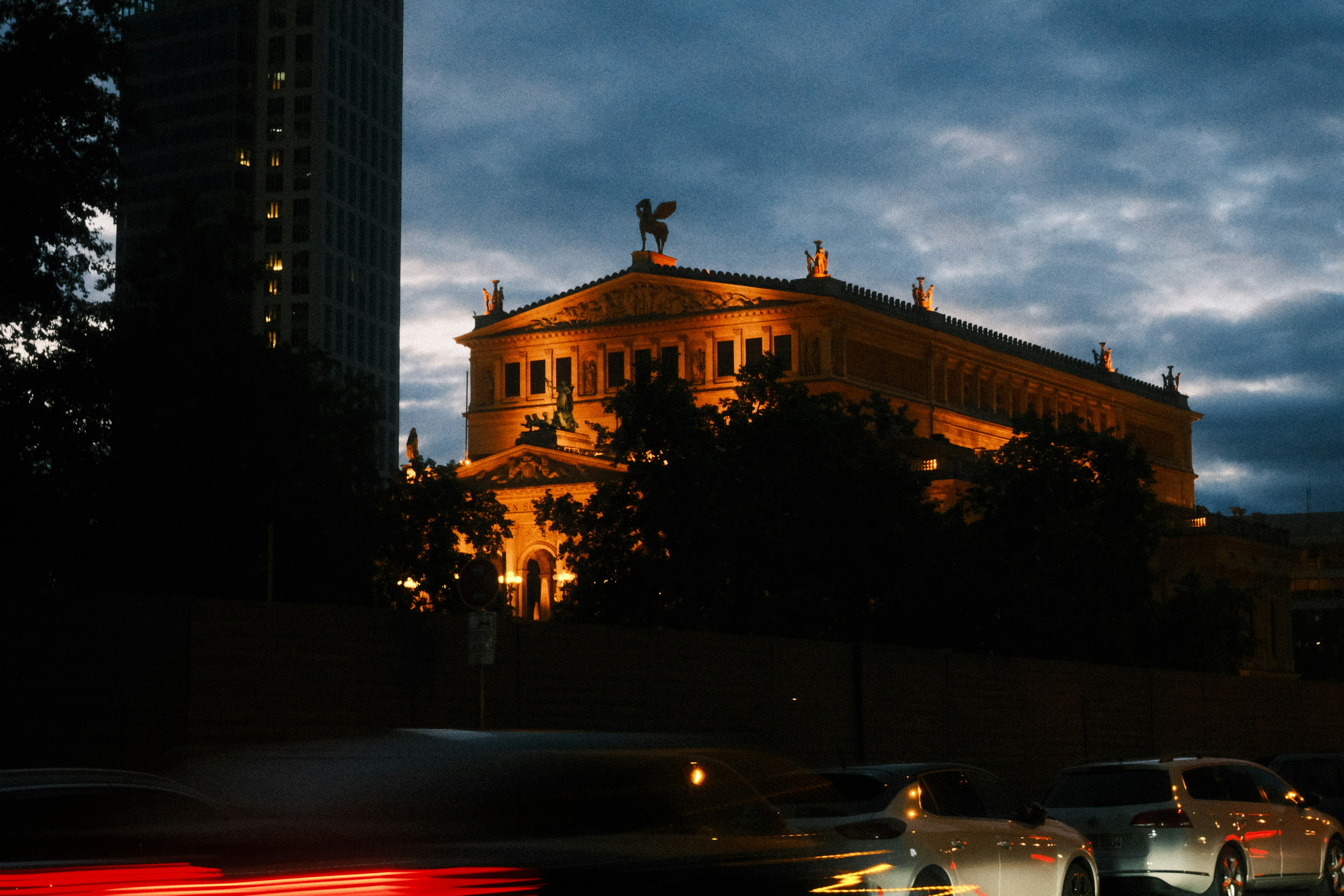 Historic Thalia Hall in Pilsen, Chicago, illuminated at dusk - 2 bedroom apartments pilsen