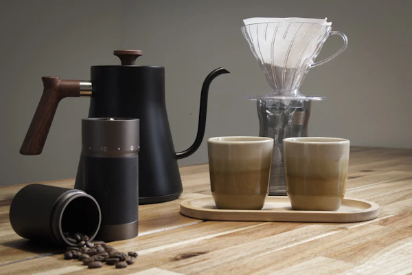 V60 dripper, filter and pour-over coffee equipment