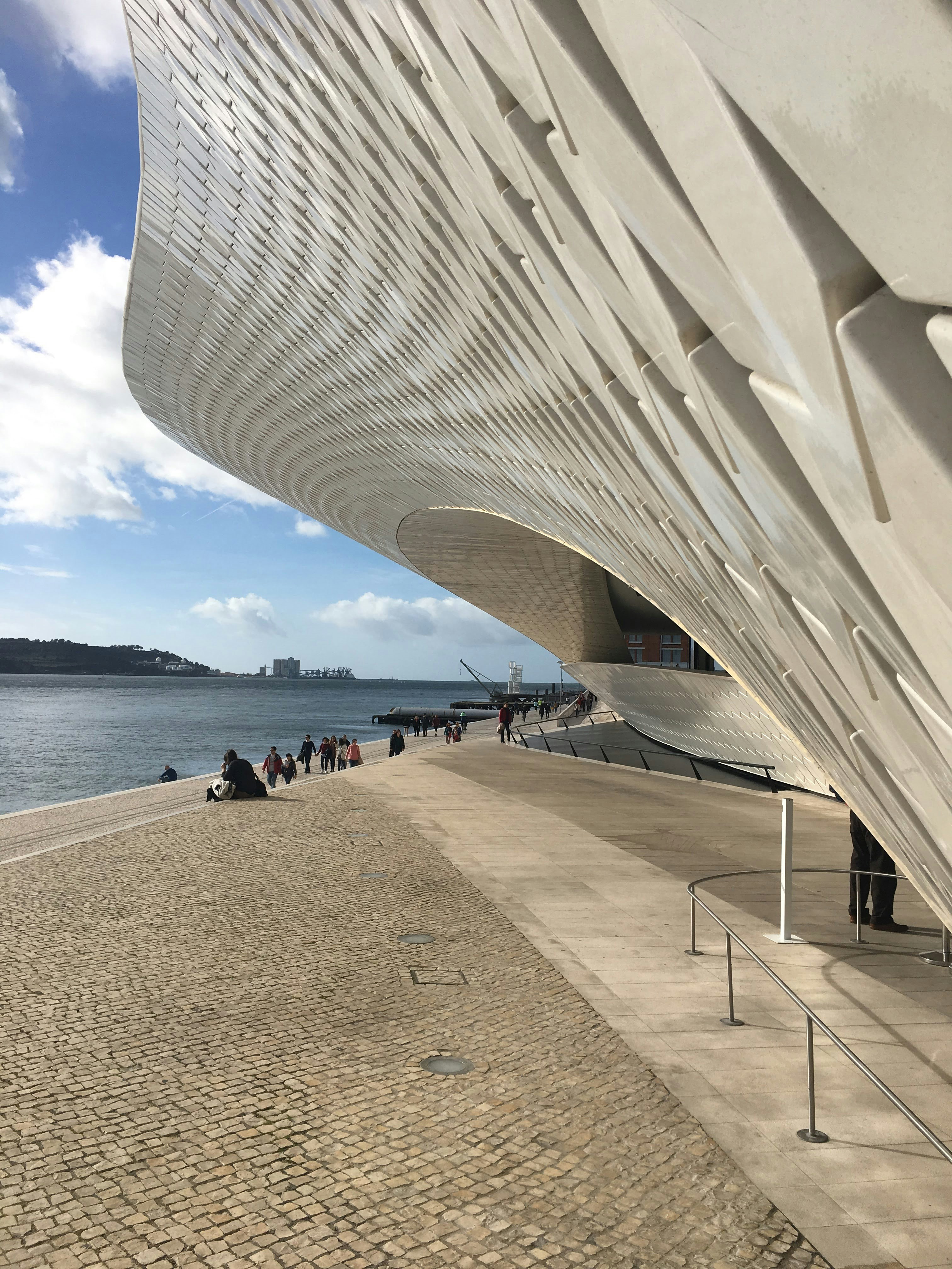Modern building overlooking the sea.