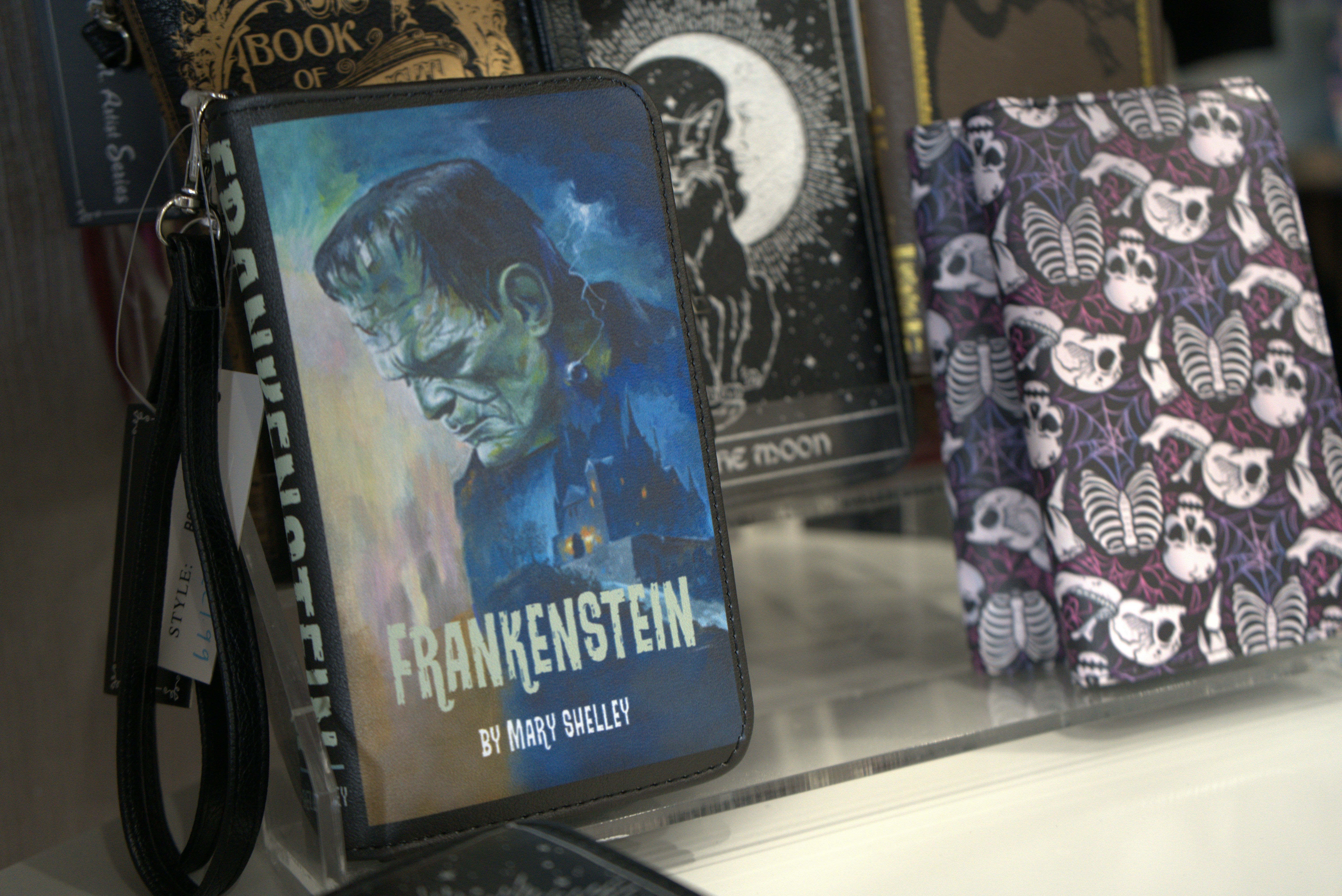 Frankenstein wallet and other spooky accessories.