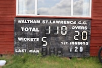 A cricket scoreboard shows a team's current score.