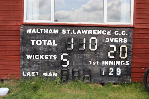 A cricket scoreboard shows a team's current score.