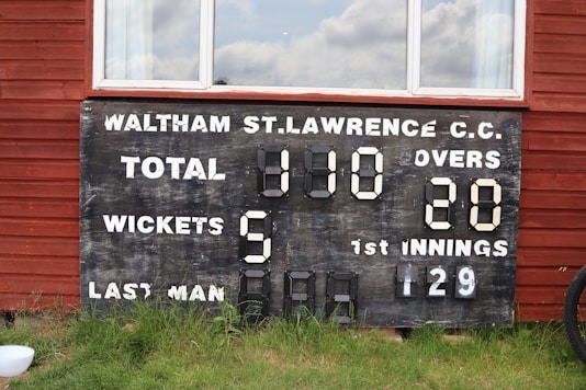 A cricket scoreboard shows a team's current score.