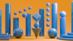 Geometric shapes are arranged in an artistic display.