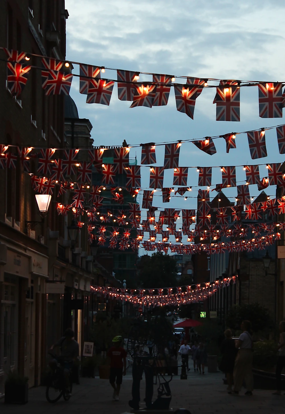 Union flags decorating an elegant street in Chelsea