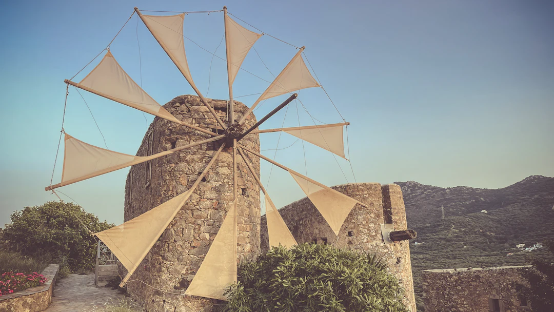 A Cretan windmill with cloth sails