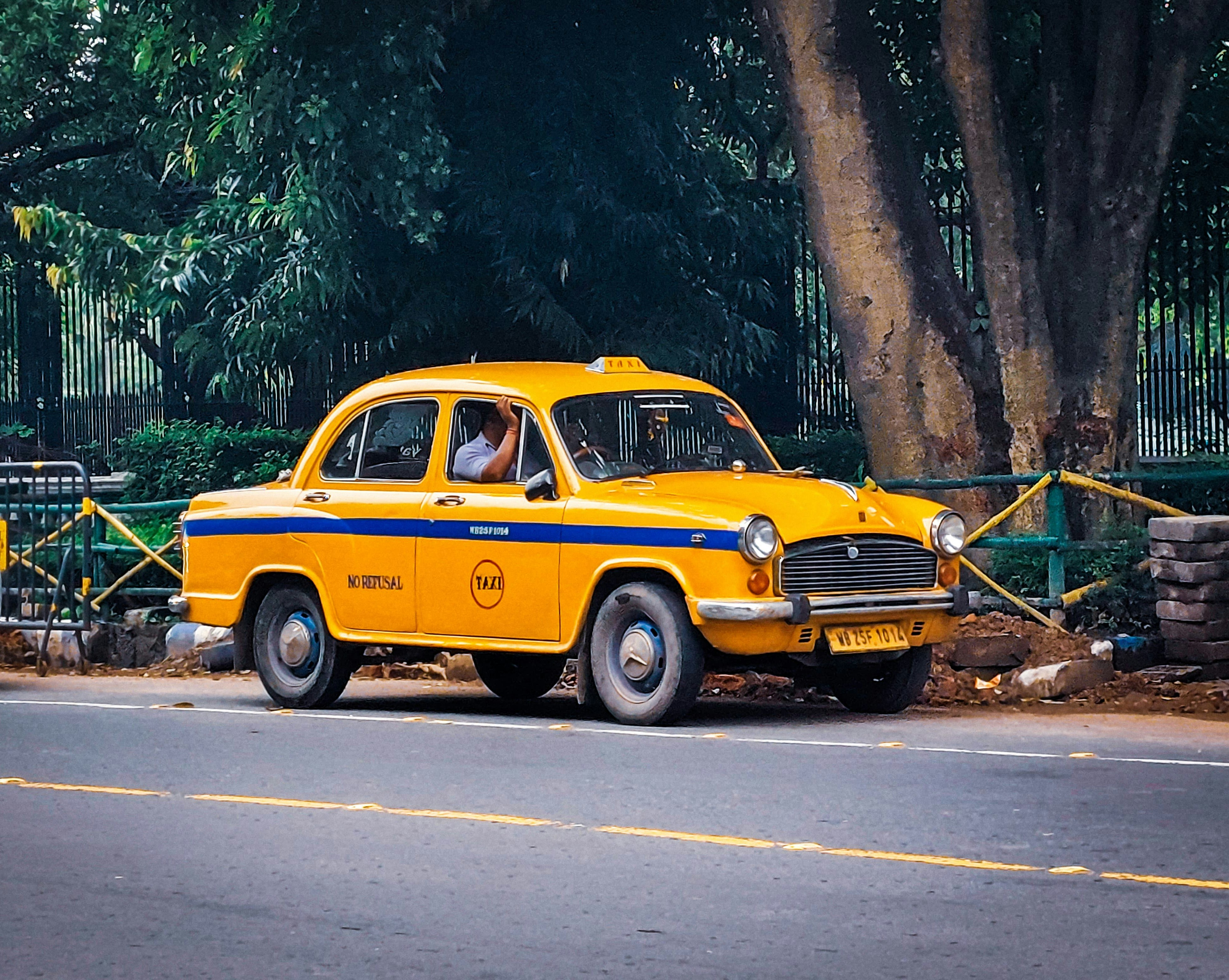 Yellow taxi parked