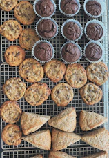 Freshly baked cookies, muffins, and scones.